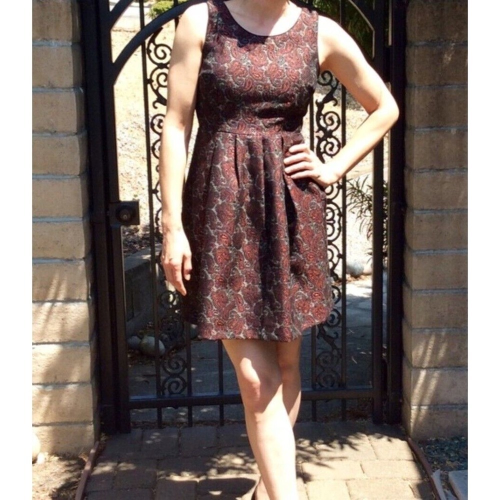 NWT Skies Are Blue Jacquard Paisley Print Wool Blend Sleeveless Dress Size M